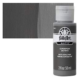 FolkArt Matte Acrylic Paint - Medium Gray, 2 oz, Bottle and swatch