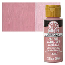 FolkArt Matte Acrylic Paint - Vintage Tea Rose, 2 oz, Bottle and swatch