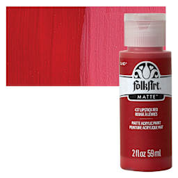 FolkArt Matte Acrylic Paint - Lipstick Red, 2 oz, Bottle and swatch