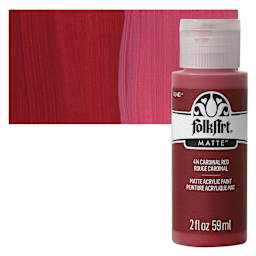 FolkArt Matte Acrylic Paint - Cardinal Red, 2 oz, Bottle and swatch