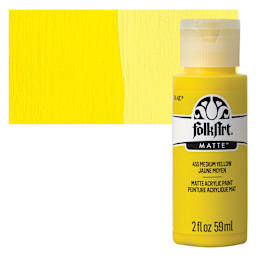 FolkArt Matte Acrylic Paint - Medium Yellow, 2 oz, Bottle and swatch
