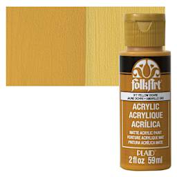FolkArt Matte Acrylic Paint - Yellow Ochre, 2 oz, Bottle and swatch