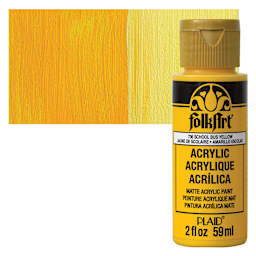 FolkArt Matte Acrylic Paint - School Bus Yellow, 2 oz, Bottle and swatch