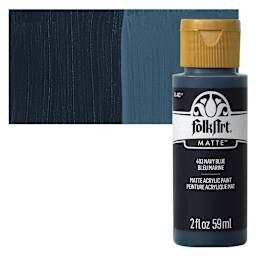 FolkArt Matte Acrylic Paint - Navy Blue, 2 oz, Bottle and swatch