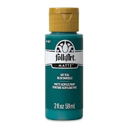 FolkArt Matte Acrylic Paint - Teal, 2 oz, Bottle (Front)