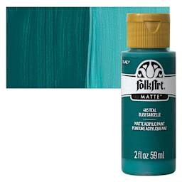 FolkArt Matte Acrylic Paint - Teal, 2 oz, Bottle and swatch