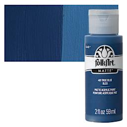 FolkArt Matte Acrylic Paint - True Blue, 2 oz, Bottle and swatch