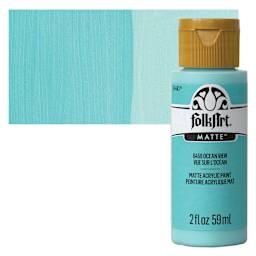FolkArt Matte Acrylic Paint - Ocean View, 2 oz, Bottle and swatch