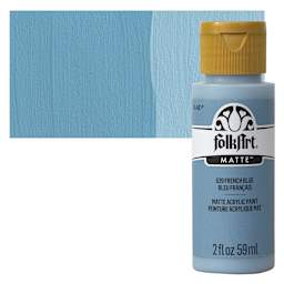 FolkArt Matte Acrylic Paint - French Blue, 2 oz, Bottle and swatch