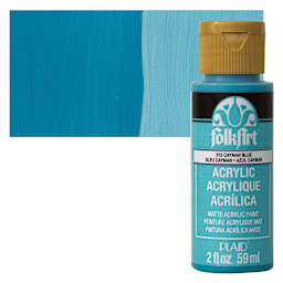 FolkArt Matte Acrylic Paint - Cayman Blue, 2 oz, Bottle and swatch