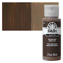 FolkArt Matte Acrylic Paint - Coffee Bean, 2 oz, Bottle and swatch