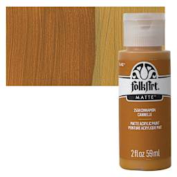 FolkArt Matte Acrylic Paint - Cinnamon, 2 oz, Bottle and swatch