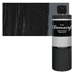 Chromacryl Students' Acrylic - Black, 16 oz bottle and swatch