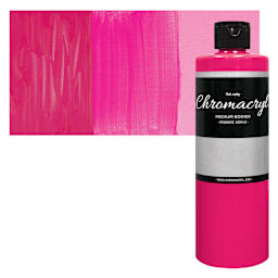 Chromacryl Students' Acrylic - Neon Pink, 16 oz bottle and swatch