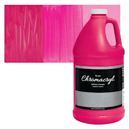 Chromacryl Students' Acrylic - Neon Pink, 64 oz bottle and swatch
