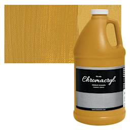 Chromacryl Students' Acrylic - Yellow Oxide, 64 oz bottle and swatch