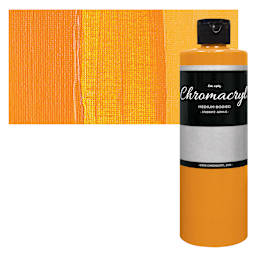 Chromacryl Students' Acrylic - Warm Yellow, 16 oz bottle and swatch