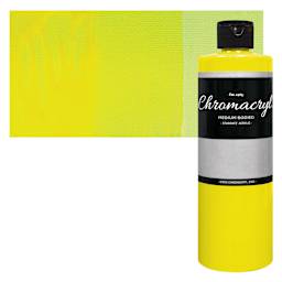 Chromacryl Students' Acrylic - Neon Yellow, 16 oz bottle and swatch