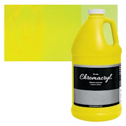 Chromacryl Students' Acrylic - Neon Yellow, 64 oz bottle and swatch
