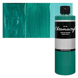 Chromacryl Students' Acrylic - Turquoise, 16 oz bottle and swatch