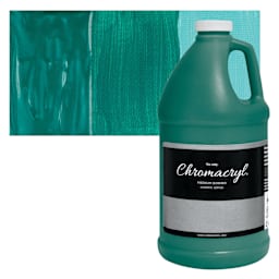 Chromacryl Students' Acrylic - Turquoise, 64 oz bottle and swatch
