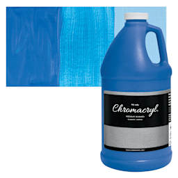 Chromacryl Students' Acrylic - Neon Blue, 64 oz bottle and swatch