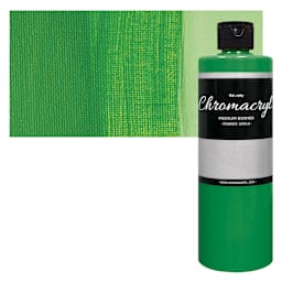 Chromacryl Students' Acrylic - Green Light, 16 oz bottle and swatch