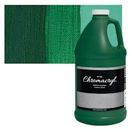 Chromacryl Students' Acrylic - Green Deep, 64 oz bottle and swatch