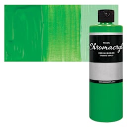 Chromacryl Students' Acrylic - Neon Green, 16 oz bottle and swatch