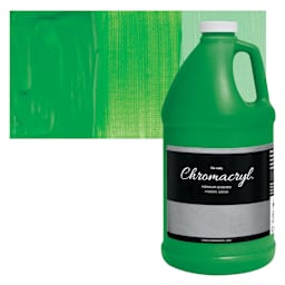 Chromacryl Students' Acrylic - Neon Green, 64 oz bottle and swatch