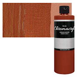 Chromacryl Students' Acrylic - Burnt Sienna, 16 oz bottle and swatch
