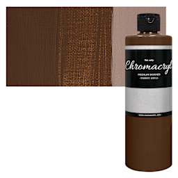 Chromacryl Students' Acrylic - Burnt Umber, 16 oz bottle and swatch