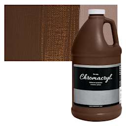 Chromacryl Students' Acrylic - Burnt Umber, 64 oz bottle and swatch