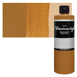 Chromacryl Students' Acrylic - Raw Sienna, 64 oz bottle and swatch