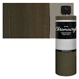 Chromacryl Students' Acrylic - Raw Umber, 64 oz bottle and swatch