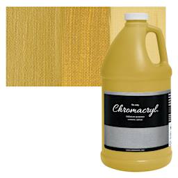 Chromacryl Students' Acrylic - Gold, 64 oz bottle and swatch