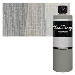 Chromacryl Students' Acrylic - Silver, 16 oz bottle and swatch