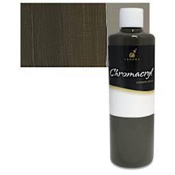 Chromacryl Students' Acrylic - Raw Umber, 16 oz bottle and swatch