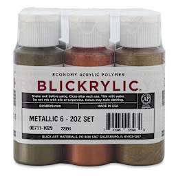 Blickrylic Student Acrylics - Metallic Colors, Set of 6, 2 oz Bottles