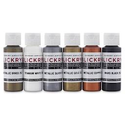 Blickrylic Student Acrylics - Metallic Colors, Set of 6, 2 oz Bottles, unwrapped