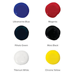 Blickrylic Student Acrylics - Basic Color Set, Set of 6 sample of colors
