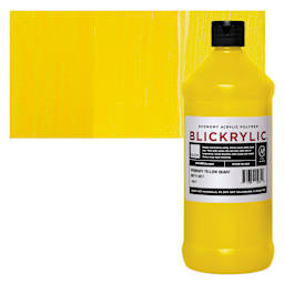 Blickrylic Student Acrylic - Primary Yellow, Quart and swatch