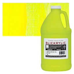Blickrylic Student Acrylic - Fluorescent Yellow, Half Gallon and swatch