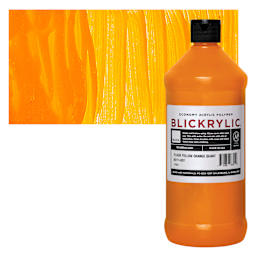 Blickrylic Student Acrylic - Fluorescent Yellow Orange, Quart and swatch