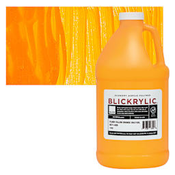 Blickrylic Student Acrylic - Fluorescent Yellow Orange, Half Gallon and swatch