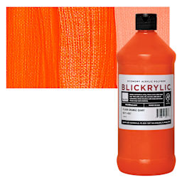 Blickrylic Student Acrylic - Fluorescent Orange, Quart and swatch