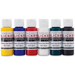 Blickrylic Student Acrylics - Primary Colors, Set of 6, 2 oz Bottles