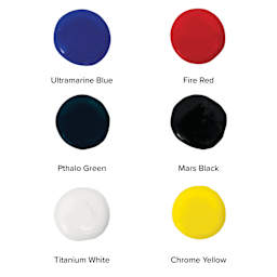 Blickrylic Student Acrylics - Primary Colors, Set of 6 color samples