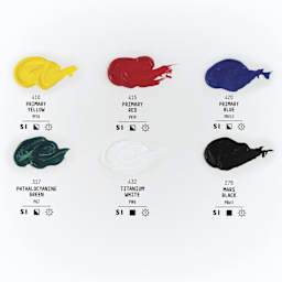 Liquitex Basics Acrylic Paints - Set of 6, Primary Colors, 118 ml, swatches