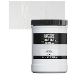 Liquitex Basics Acrylic Paint - Titanium White, 32 oz jar and swatch